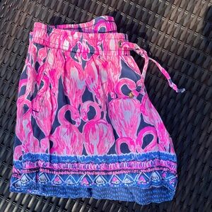 Lilly Pulitzer Flamingo Resort Shorts XS Pink Blue Beach Cruise Vacation